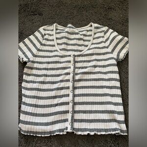 Short sleeve button up stripe shirt